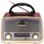 Resim Knstar Kn-1183bt Şarjlı Ledli Retro Ahşap Radyo Mp3 Çalar 