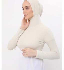Resim Altobeh Uzun Kollu Boyunluklu Boneli Yarım Body Krem Çok Renkli 