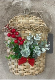 Resim Marrone Çiçekli Hasır Sepet Kokinalı Sepet Posta Kutusu Gazetelik 