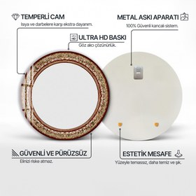 Resim Osmanlı Gülü Cam Tablo Yuvarlak Ayna - Yok / 50 cm 