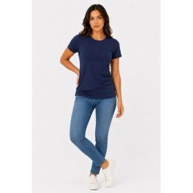Resim Çamaşır Kenti Basic Tişört Bisiklet Yaka Kısa Kol Günlük Yazlık Slim Fit T-Shirt - Lacivert 