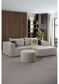 Resim Arven Köşe Koltuk Takımı Krem Sağ Köşe Krem 