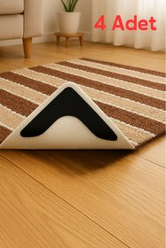 Resim BEYZANA 4 Adet Halı Kaydırma Önleyici Bant ,Köşeli Çift Taraflı Halı Yapıştırıcı ,Yeni Model,Yıkanabilir 