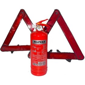Resim Mapeks Araç Yangın Tüpü 1 KG ve 2 Adet Reflektör Oto Muayene Seti 