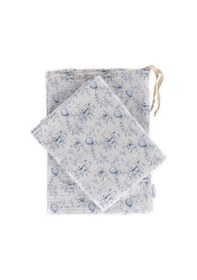 Resim Ayıcık Çok Amaçlı %100 Pamuk Müslin Örtü 100x120 + Kese Mavi 