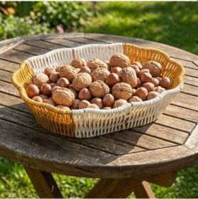 Resim By Nevser Oval Çift Renkli Plastik Rattan Ekmek Ve Meyve Sepeti - Çok Amaçlı Banyo Ve Mutfak Düzenleyici - Yıkanabilir Dekoratif Tezgâh Üstü Organize Diğer 