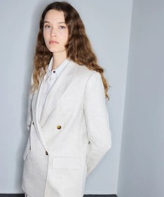 Resim Ekru Vatkalı Keten Blazer Is1260106029030 | Ipekyol - STD / 38 