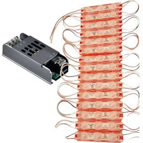 Resim 20 Adet 12 Volt 1.5 Watt 3 Lensli Kırmızı 2835 Smd Led Modül Ip65 Modül 5a Trafo Set Kırmızı 
