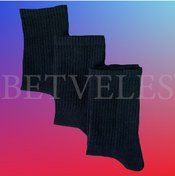 Resim BETVELES 3'lü Unisex Düz Siyah Tenis Spor Çorap 