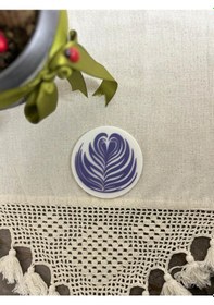 Resim Latte Desenli Bardak Altlığı Mor 