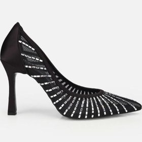 Resim HOTİÇ Kadın Siyah Tül Detaylı Taşlı Stiletto 