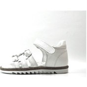 Resim Bayrak P.100 Deri Beyaz Cırtlı Ortopedik Kız Bebek Sandalet Beyaz 