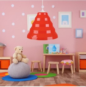 Resim Bolton Tekli Kırmızı Mika Sarkıt Çocuk Odası Avize Antre Hol Mutfak Cafe Aydınlatma Kırmızı 
