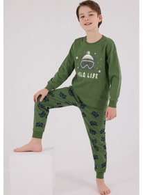 Resim Rolypoly Erkek Çocuk Yeşil Pijama Takımı Rp3669-c-v1 
