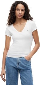 Resim Tommy Jeans TJW SLIM ESSENTIAL RIB V SS Tişört Kadın 