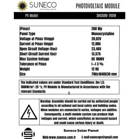 Resim Suneco 260 Watt Half Cut Monokristal Solar Güneş Paneli 12VOLT Karavan 205W 230 W 280 