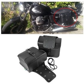 Resim Motosiklet Aksesuarları Kutunun Modifiye Tarafı Deri Çanta Şövalye Çanta Kiti Siyah Siyah 