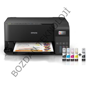 Resim Epson Ecotank L3550 Renkli Mürekkep Tanklı Yazıcı Baskı-Tarama- Kopya - ( Usb, Wifi, Wi-Fi Direct ) + Orijinal Epson 4 x 65 ml + 1 Ekstra Siyah Mürekkep C11CK59404 