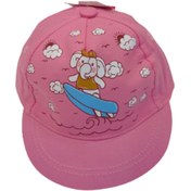 Resim Kitti Kız Bebek Pembe Fil Baskılı 0-18 Ay Şapka Baş Çevresi 44-46 Cm 