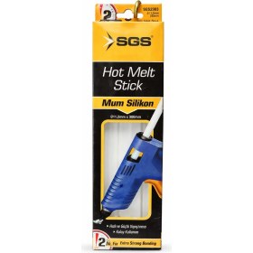 Resim Sgs Mum Silikon 11.2 mm x 300 mm - Sıcak Silikon Çubuk - Hot Melt Stick Güçlü Yapıştırıcı 