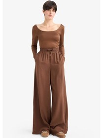 Resim Defacto Wide Leg Yüksek Bel Keten Karışımlı Pantolon E0127ax25aubn333 Kahve 