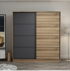 Resim Minarmobilya Minar Kale 2 Kapaklı Sürgülü Dolap 180 Cm - Dore/Antrasit (541417069) 