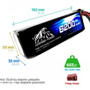 Resim Leopard Power 6200 Mah 14.8v 4s 40c Lityum Polimer Lipo Batarya Pil T Plug 