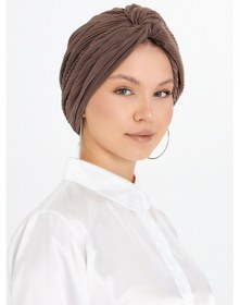 Resim Hürrem Bone Vizon Çapraz Büzgülü Tesettür Bone Fukuro Piliseli 2512 10 Vizon 