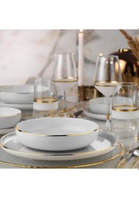 Resim Kütahya Porselen Moderna 24 Parça Yemek Takımı Altın Fileli 