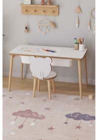 Resim Resim Kağıdı Rulolu Çocuk Oyun Aktivite Masası 1 Sandalyeli Çekmeceli Çocuk Masası - Panda Çok Renkli 