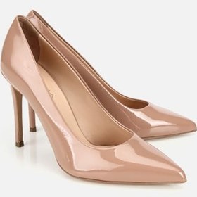 Resim HOTİÇ Kadın Rugan Deri Bej Yüksek Topuklu Stiletto 