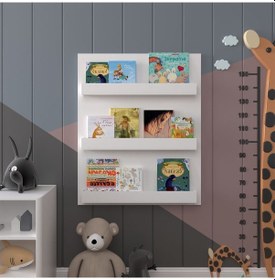 Resim Çocuk Odası Raf / Kitaplık Çr-02 Beyaz Beyaz 