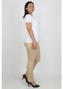 Resim Büyük Beden Gabardin Kadın Pantolon Bej 