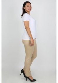 Resim Büyük Beden Gabardin Kadın Pantolon Bej 