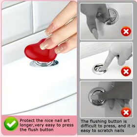 Resim 1 adet Zarif Kalp Şekilli Tuvalet Temizleme Düğmesi Kapak - Dayanıklı Plastik/Metal, Krom Kaplama, Kolay Kurulum, Kendinden Yapışkanlı Montajlı Dekoratif Banyo Aksesuarı, Tuvalet Kapağı Çıkartıları 