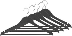 Resim Microcase Ahşap Görünümlü Plastik Elbise Askısı A Kalite 5 adet AL4492 Siyah 