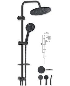 Resim Valtemo Siyah Yuvarlak Duş Seti Grando Jet Black Paslanmaz Çelik Diğer 