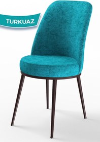 Resim Canisa Concept Dexa Serisi, Üst Kalite Yemek Odası Sandalyesi, Metal Kahverengi Iskeletli, 1 Adet Turkuaz 