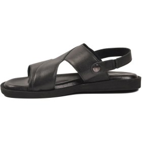 Resim Pierre Cardin Siyah Lastikli Hakiki Deri Günlük Erkek Sandalet PC-7315 M 