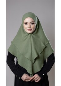 Resim Hürrem Bone Fıstık Yeşili Pratik Hazır Geçmeli Tesettür Eşarp Pamuk Caz Kumaş Çift Katlı Düz Hijab 2303 36 
