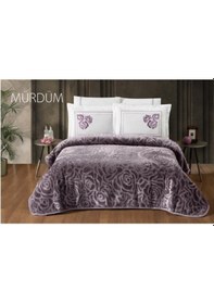 Resim Pamuklu Çarşaflı Agossa 6 Parça Çeyizlik Battaniye Seti Rose Mürd 