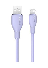 Resim Baseus Pudding Hızlı Şarj Özellikli Usb To Lightning 2.4 A. Kablo 1.2m Mor 