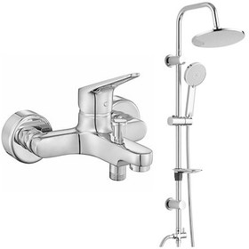 Resim Eca Spylos Banyo Bataryası+t-may Banyo Lidya Oval Tepe Duş Takımı Krom 