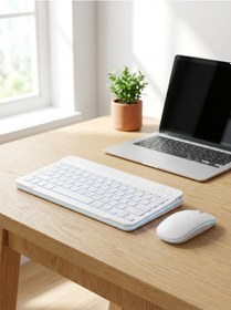 Resim Kablosuz Bluetooth Klavye Mouse Seti Şarj Edilebilir 