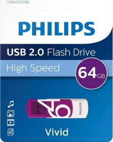 Resim Philips Vivid Serisi 64gb Usb 2.0 High Speed Flash Bellek Fm64fd05b/00 