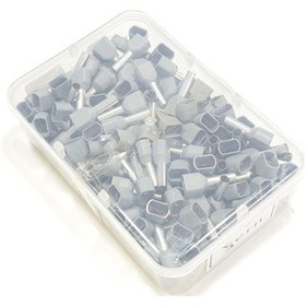 Resim 4 Mm Çift Girişli İzoleli Kablo Yüksüğü Alman Norm Gri 1 Paket 200 Adet 
