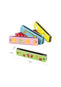 Resim Ahşap Mızıka Renkli Desenli Çocuk Mızıka Renkli Mızıka 16 Delikli Çift Sıralı Mızıka 5 Adet 