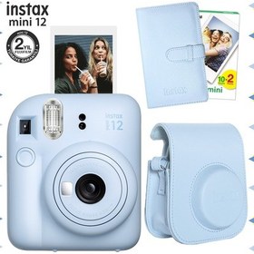 Resim Fujifilm Instax Mini 12 Fotoğraf Makinesi + 20'li Film + Laporta Albüm + Deri Kılıf Seti Mavi 
