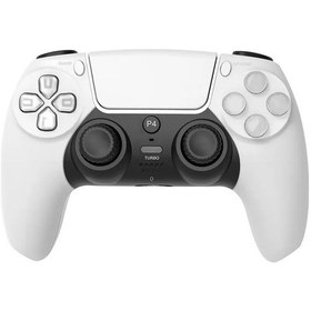 Resim Beyaz-kablosuz Bt Denetleyici Değişken Led Işık İle Turbo Çift Titreşim Pc Joystick Ps4 Denetleyici Ps3 Pc İçin Touchpad İle 