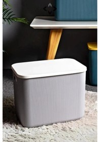 Resim Bayev 4 Adet 21 Lt Çok Amaçlı Gri Saklama Kutusu - Düzenleyici - Kapaklı Çamaşır Sepeti Çok Renkli 